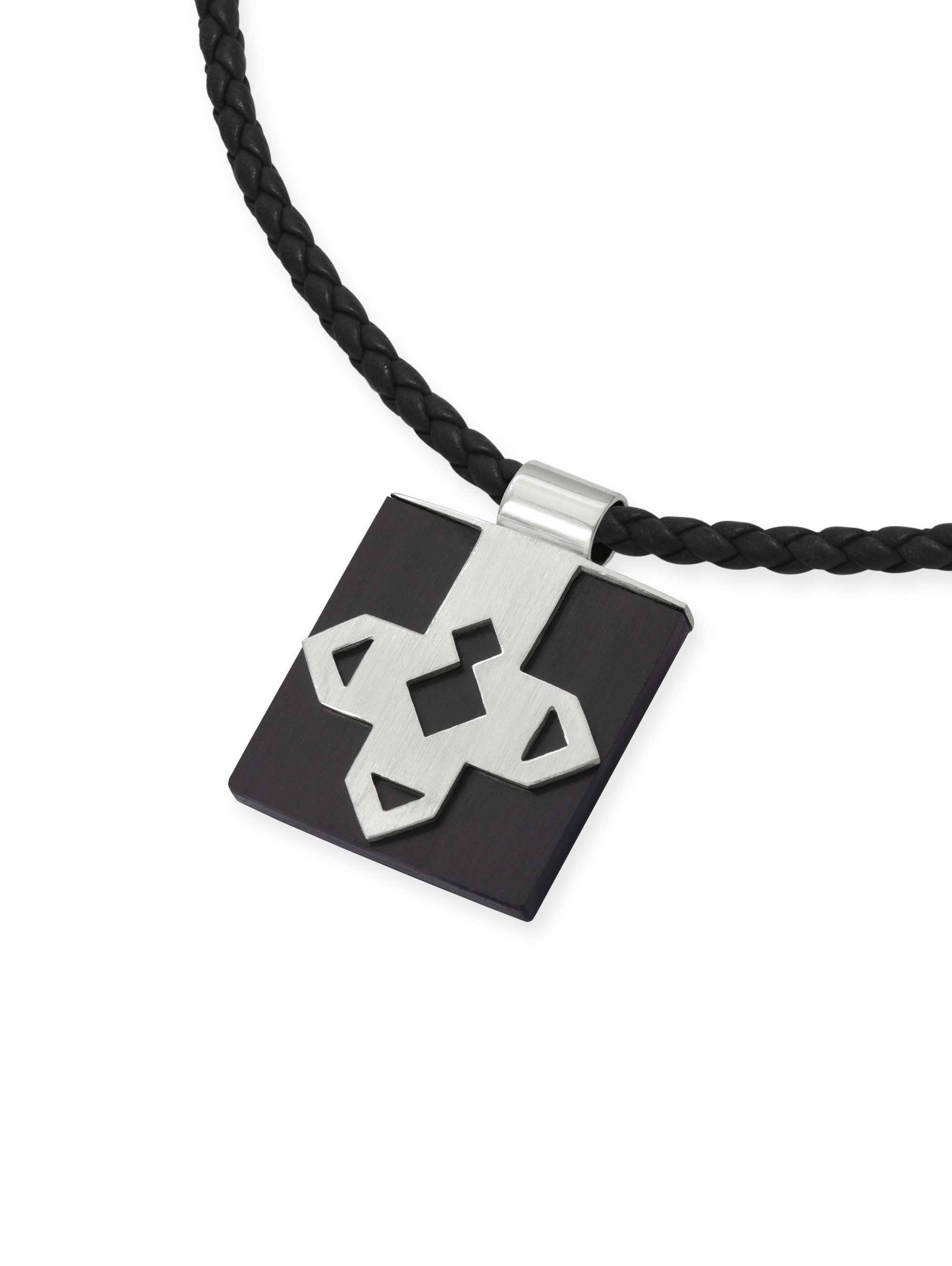 LESER Anhaenger-Carbon Raute Mannerschmuck 925 Silber