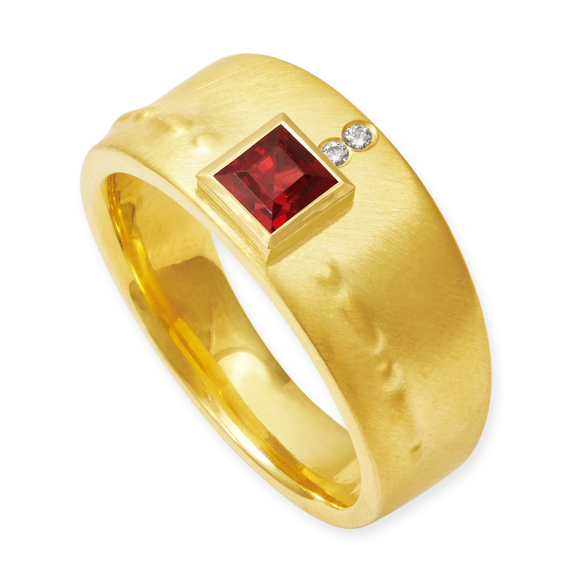 LESER Ring-Granat 750 Gelbgold